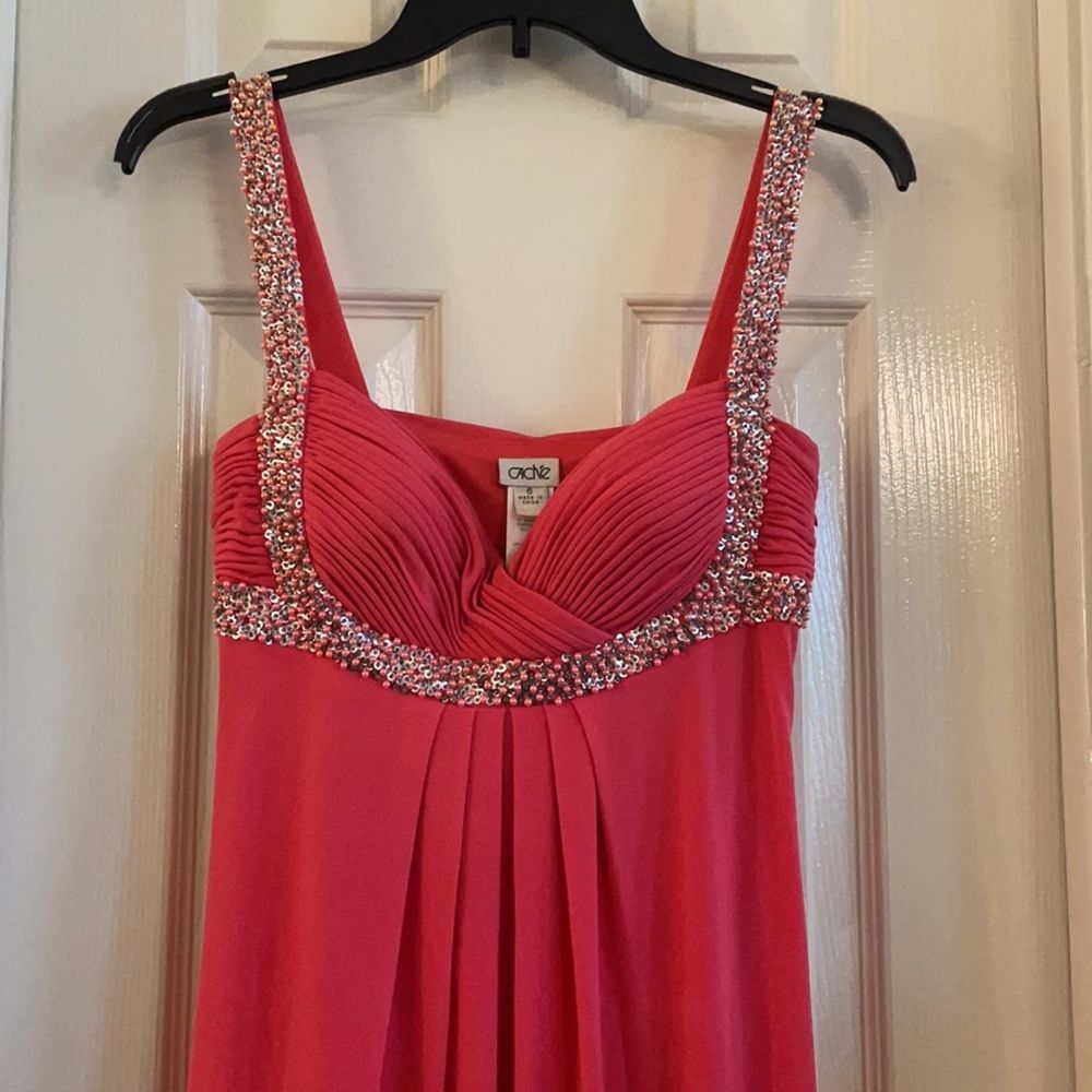 Cache coral formal cocktail dress